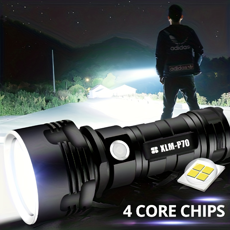 Linternas de alto lúmenes 100000, linterna recargable súper brillante de  alta potencia, linternas tácticas LED impermeables con zoom 5 modos para