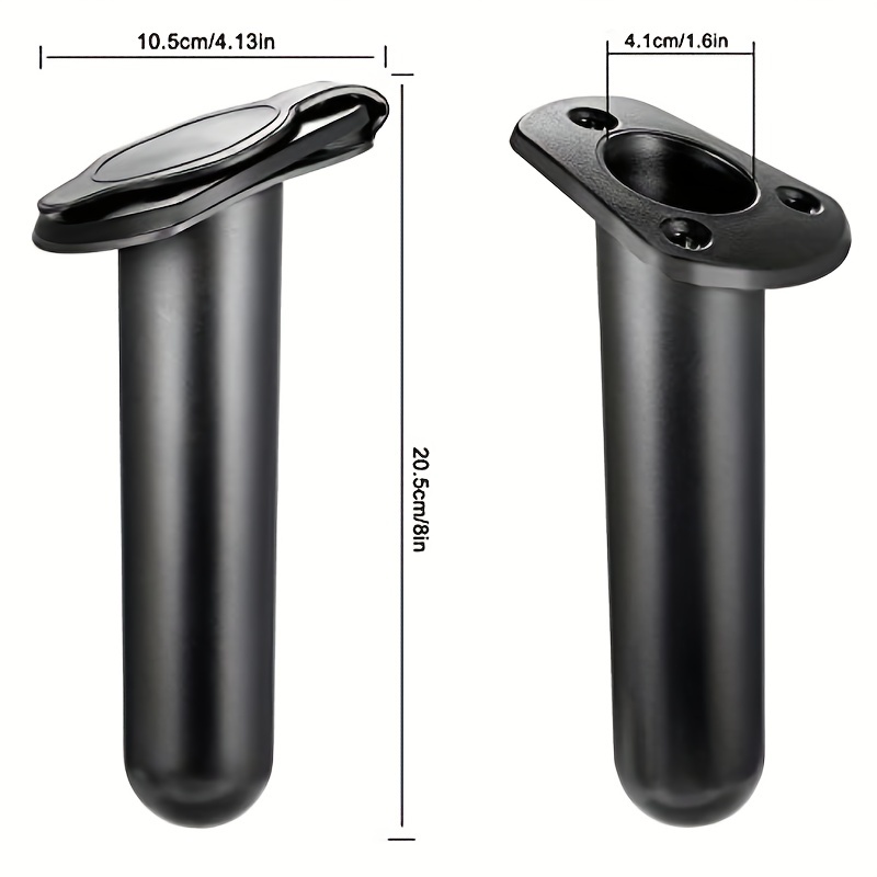2 Pieces Black Nylon Flush Mount Kayak Boat Canoe Fishing Rod Holder Pole Bracket with Cap Gasket and Screws Tackle Equipment, Size: As described