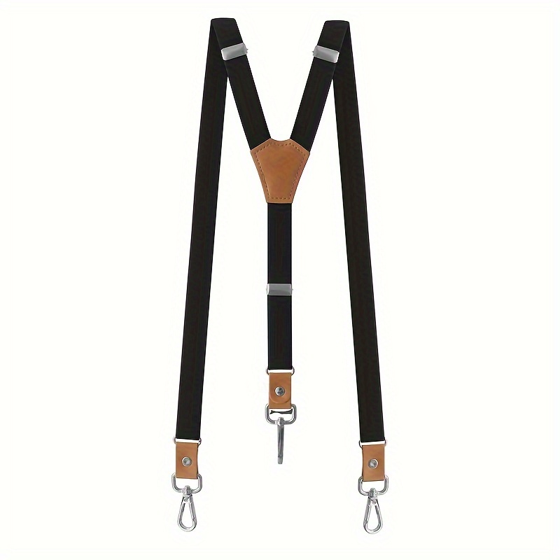 

Men's Retro Suspenders With 3 Hooks, Pants Trouser Casual Pu Leather Suspenders, Fashion And Adjustable