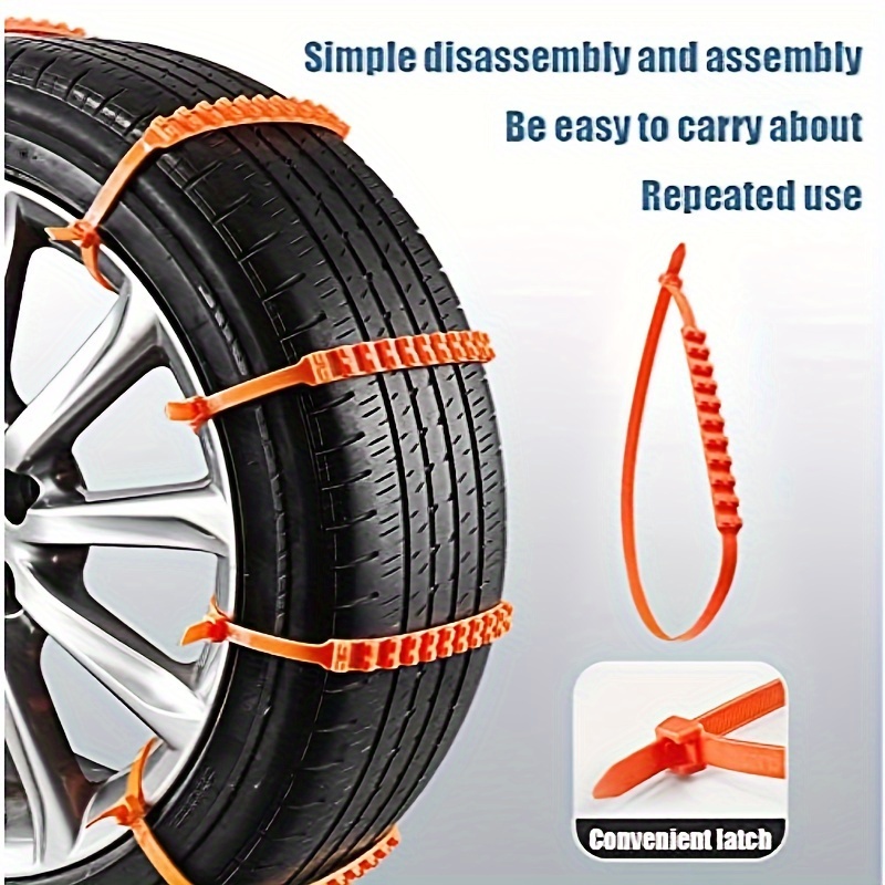 Oziral Car Tire Snow Chains 8 Pieces Universal Stainless Steel Snow Chains  Set Anti-skid Emergency Snow Tyre Chains Adjustable Tire Wheel Traction
