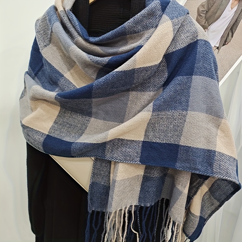 Classic Colorful Plaid Scarf Thick Soft Imitation Cashmere - Temu