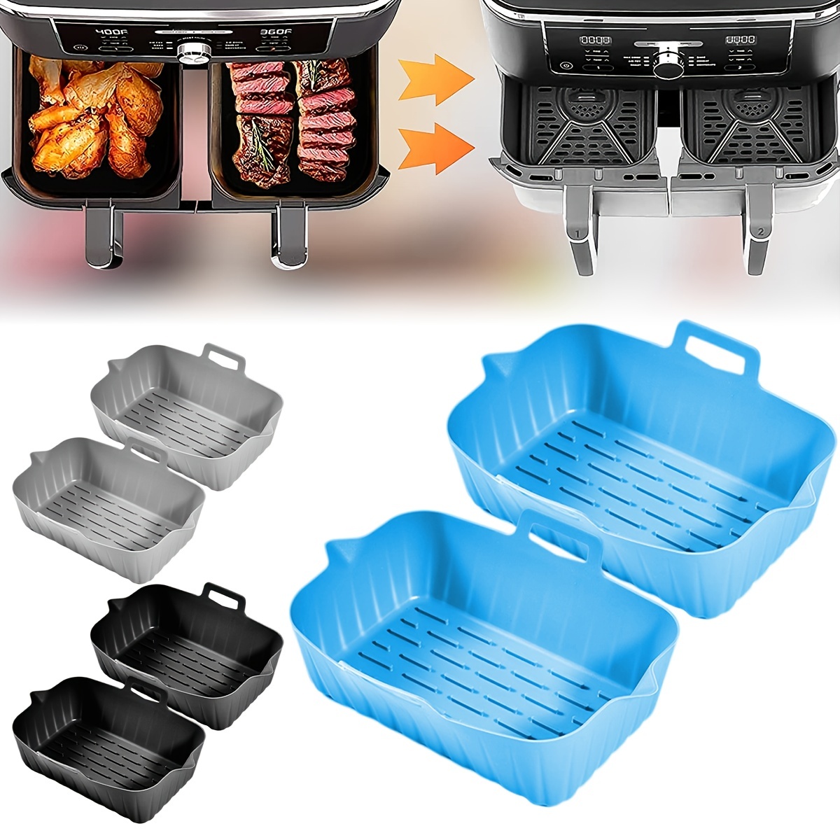 Air Fryer Liners, Silicone Round Rectangle Baking Pan Heat Resistance - Temu