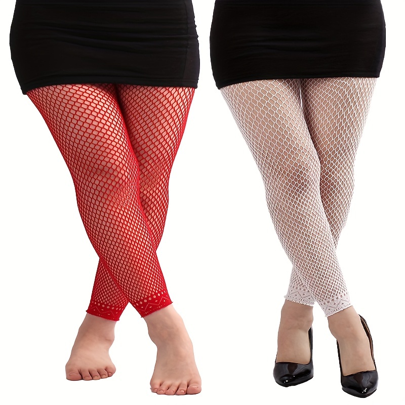 US-Sexy Women Footless Leggings Stockings High Waist Fishnet See
