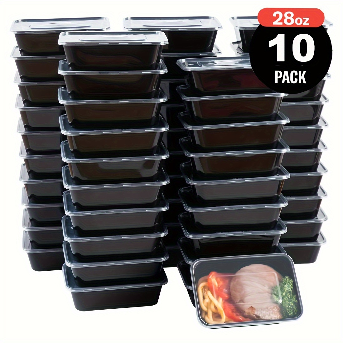 Comfy Package [50 Sets] 24 oz. Meal Prep Containers with Lids, 1 Compartment Lunch Containers, Bento Boxes, Food Storage Containers
