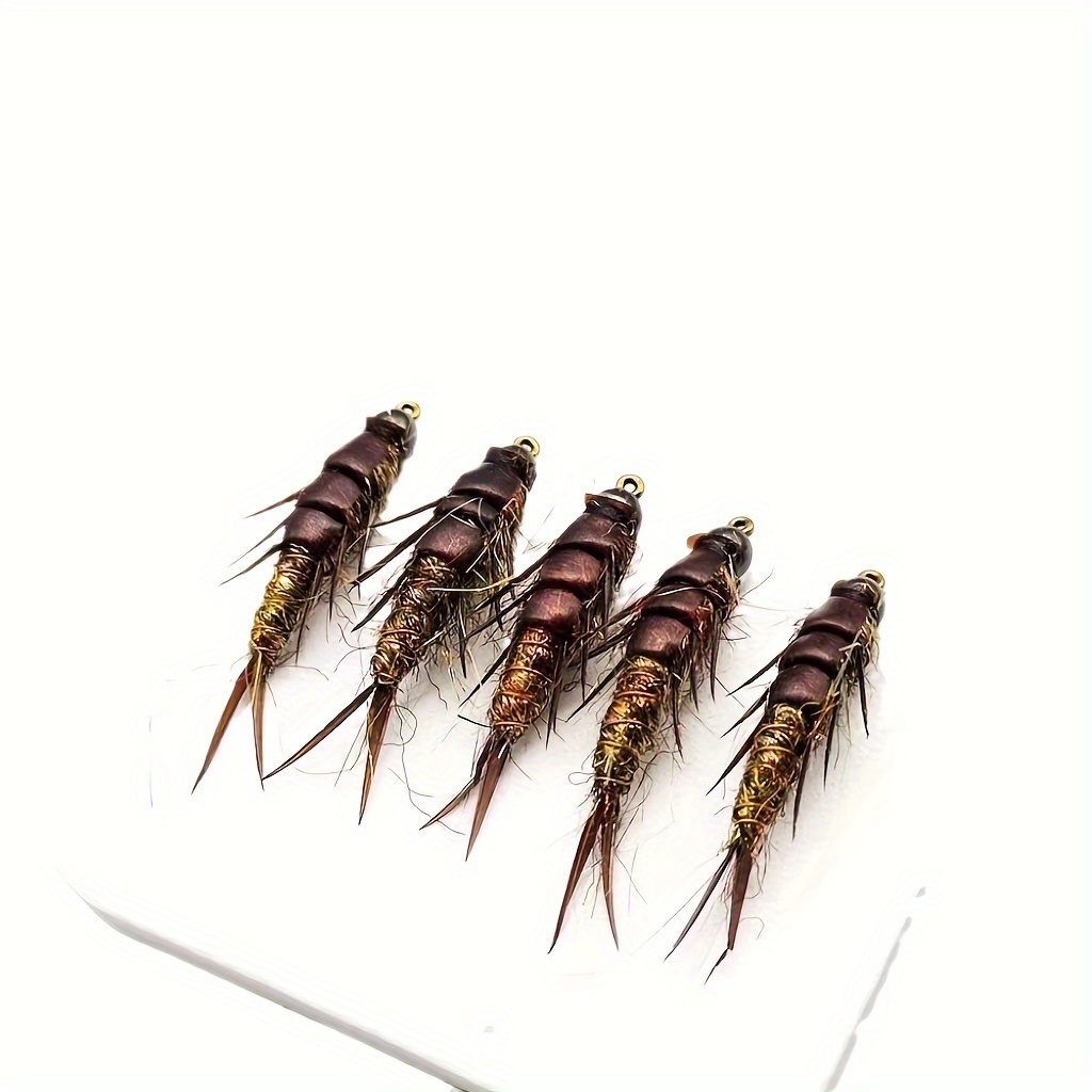 

5pcs Handmade Stonefly, Simulation Fly Fishing Bait With Barbed Hook, Outdoor Fishing Tackle