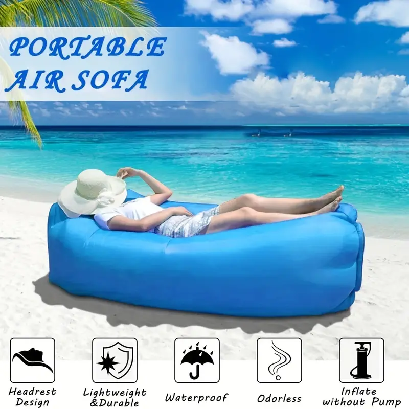 1pc Sofá Inflable Sofá De Aire Impermeable Con Cojines - Temu