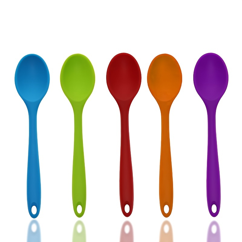 4 pieces Multicolored Silicone Spoons - Non-Stick Kitchen Spoon for  Cooking, Baking, and Mixing - Durable and Easy to Clean