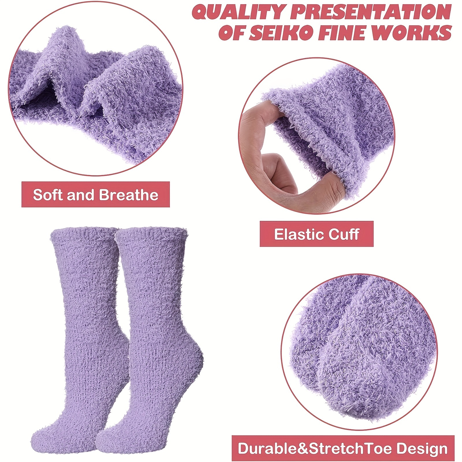 Winter Cozy Fuzzy Socks 5 Pairs - Microfiber Soft Touch, Super Comfy~ Winter