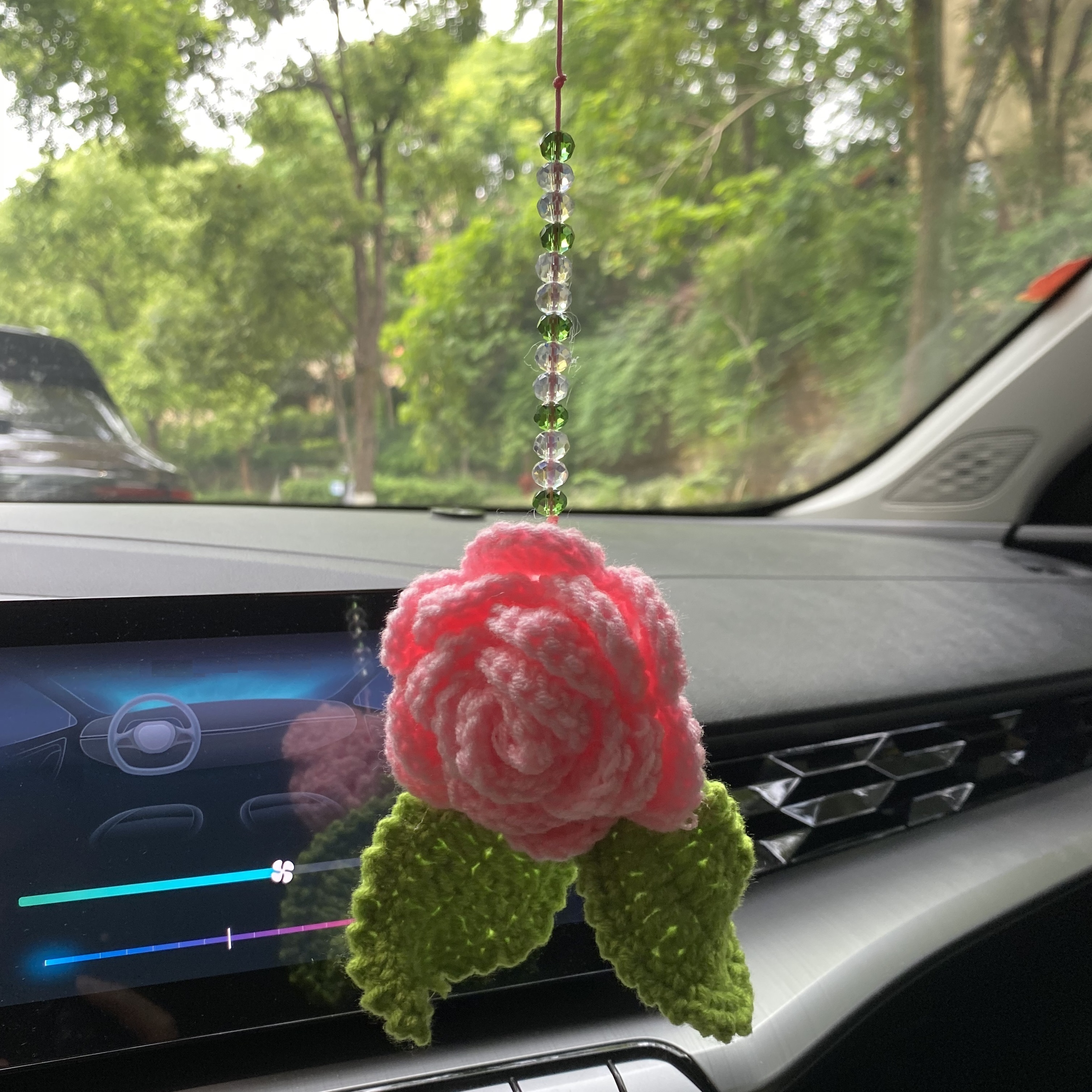 Upgrade Your Car's Style With A Cute Crochet Plant Car - Temu