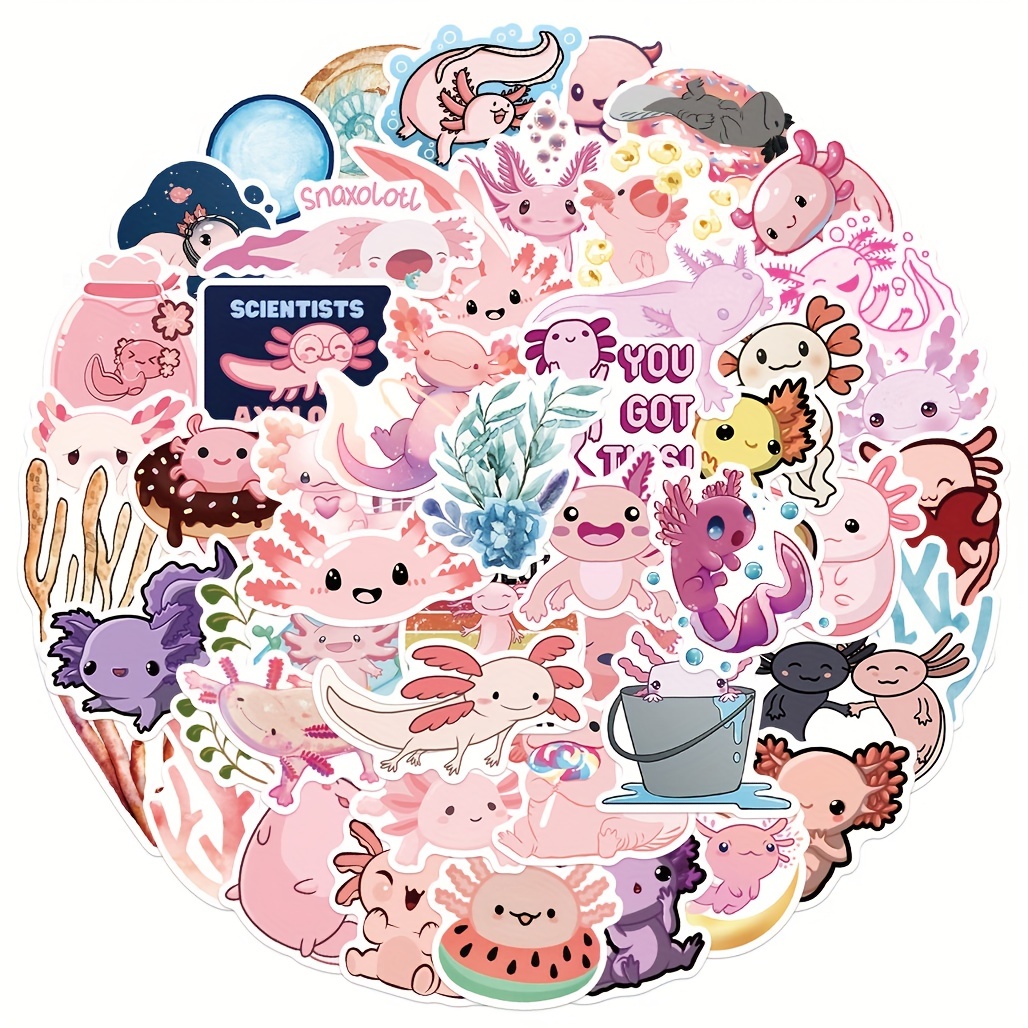 Axolotl Sticker, Cute Axolotl Stickers, Axolotl Gifts, Kawaii