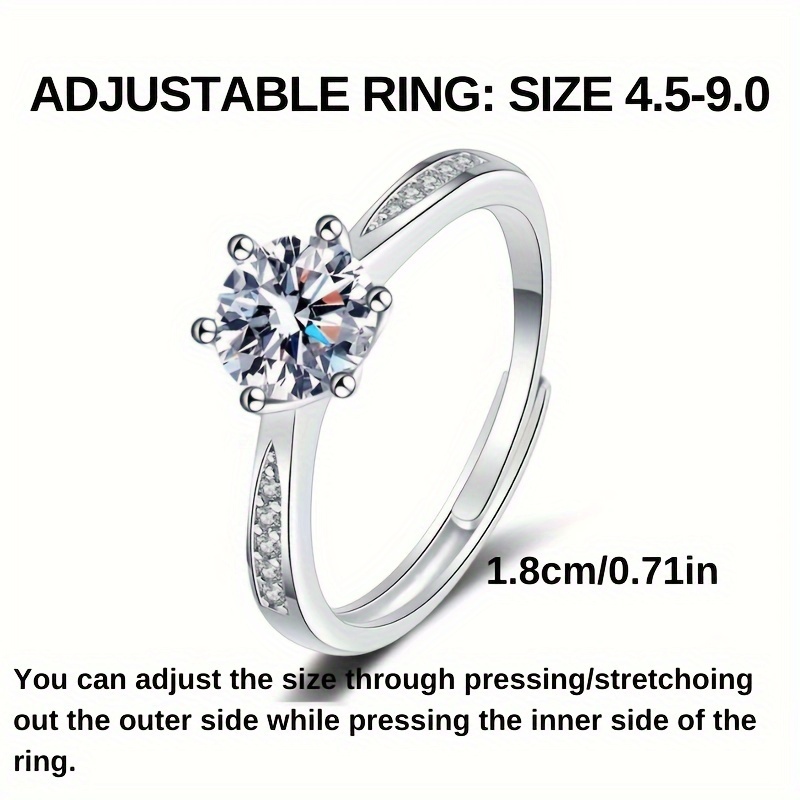 0.5ct- Moissanite Women's Ring, Sterling Silver Luxury Wedding