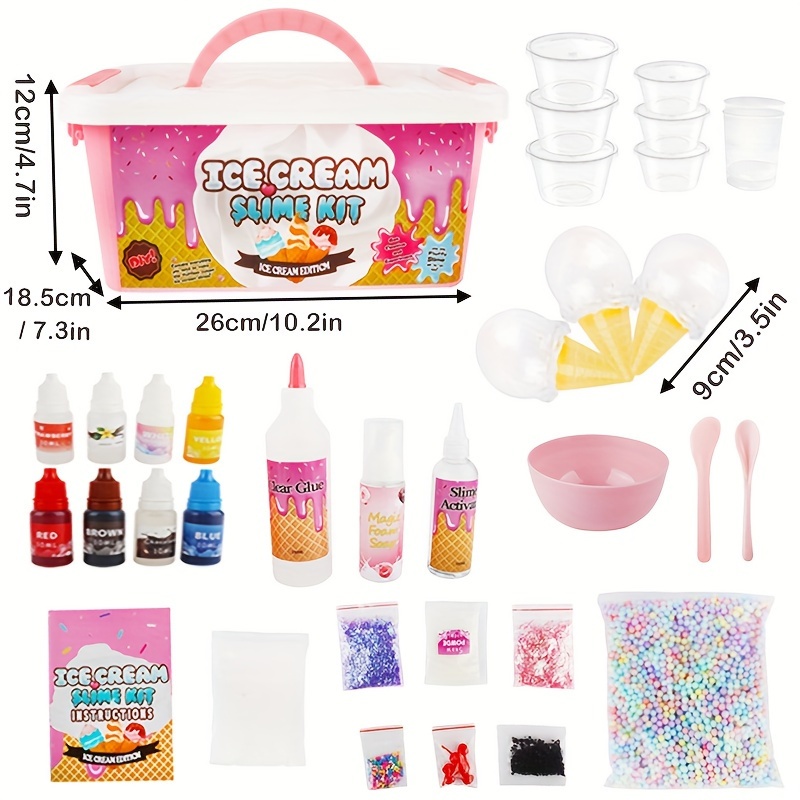 Ice Cream Charm Slime Kit Girls Slime Kit Diy Butter Foam - Temu