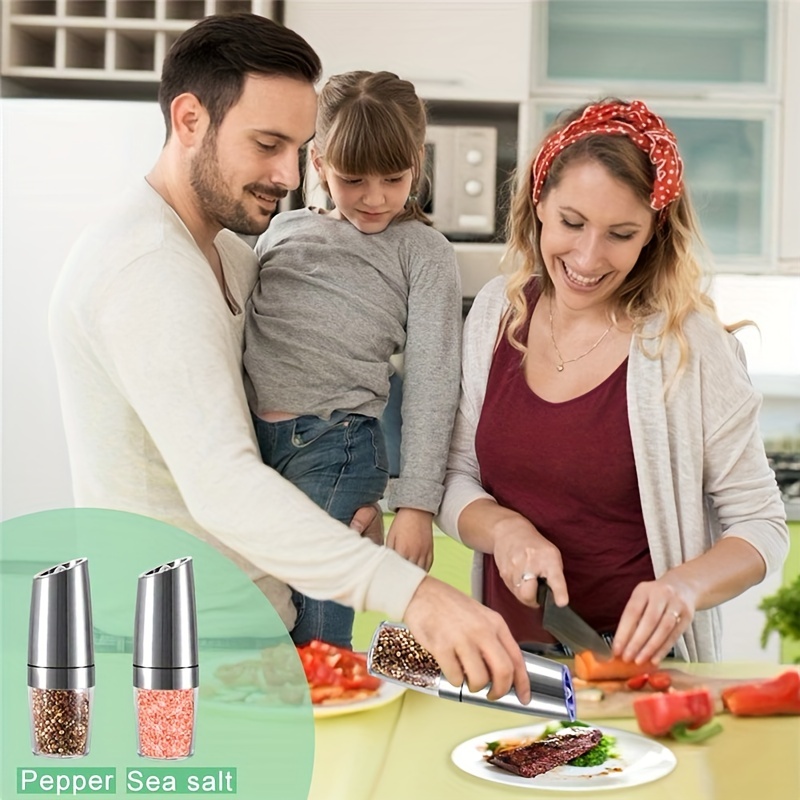 Electric Salt And Pepper Grinders Stainless Steel Automatic Gravity Herb  Spice Mill Adjustable Coarseness Kitchen Gadget Sets - Buy Electric Salt  And Pepper Grinders Stainless Steel Automatic Gravity Herb Spice Mill  Adjustable