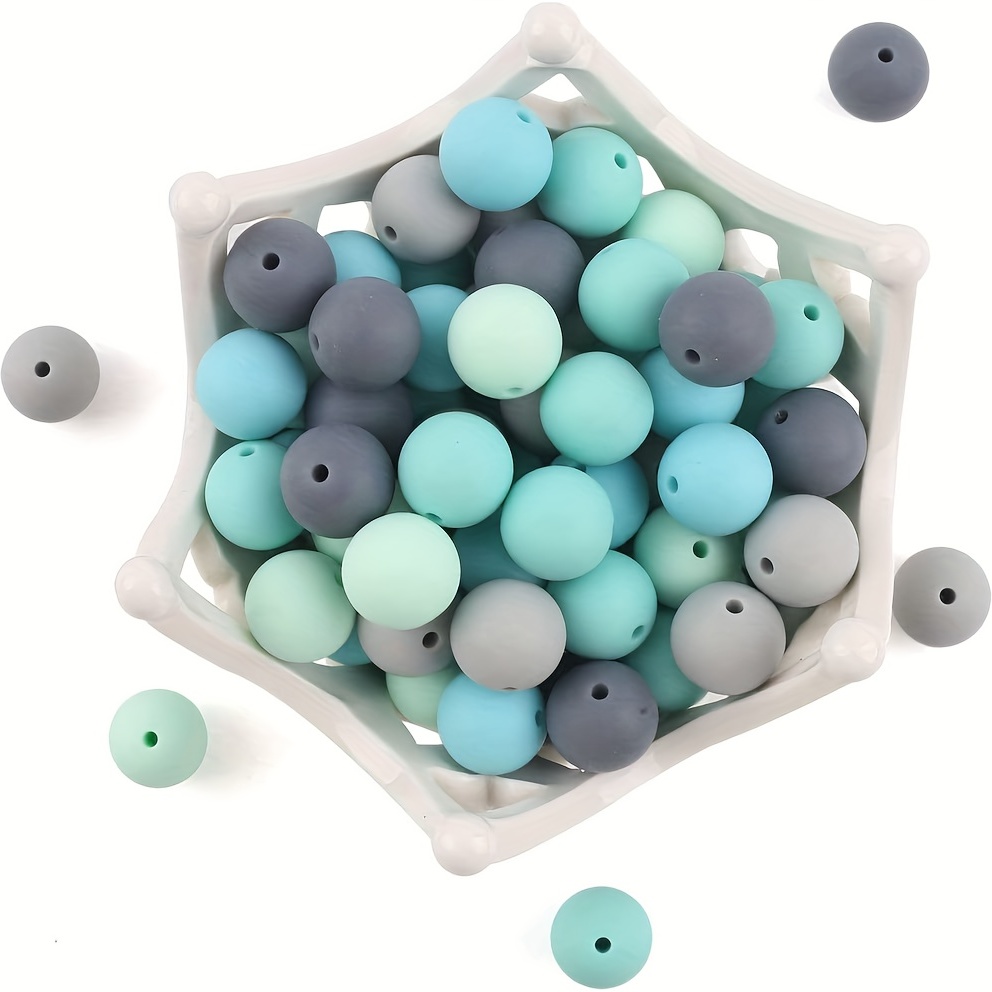 Round Silicone Beads Colorful Silicone Loose Beads For Diy - Temu