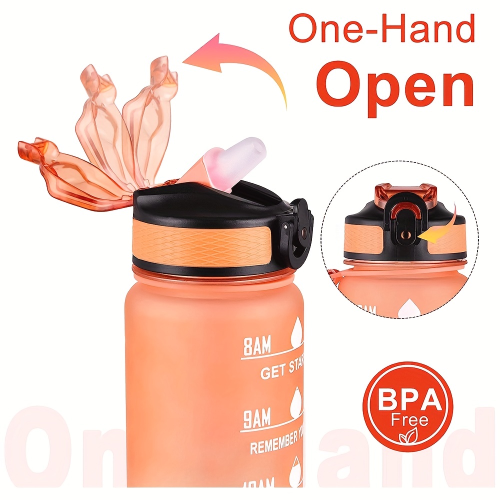 Time Marked Cute Water Bottles for Women and Men, BPA Free Frosted