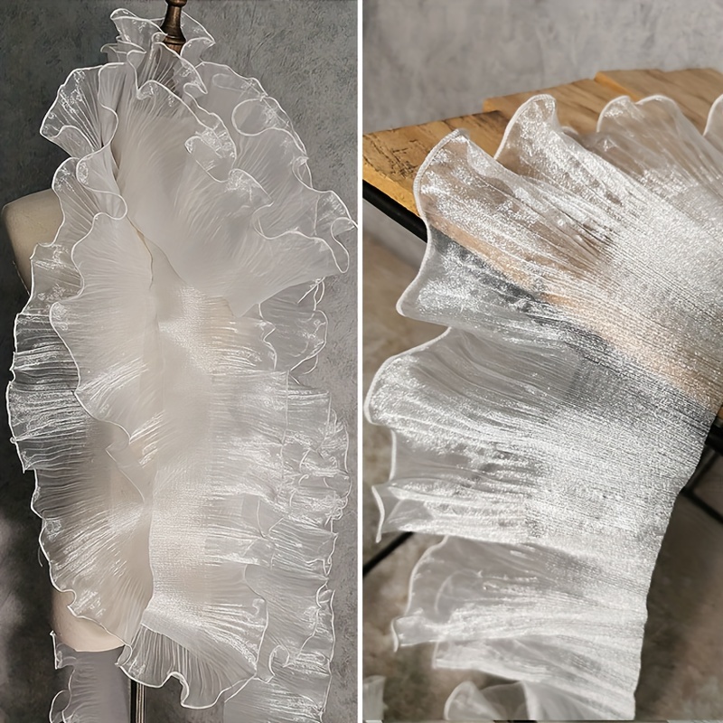 

2 Yards Pleated Organza Lace Ribbon Lace Edge Gather Ruffle Trim For Diy Applique Sewing Craft Wedding Dress Embellishment