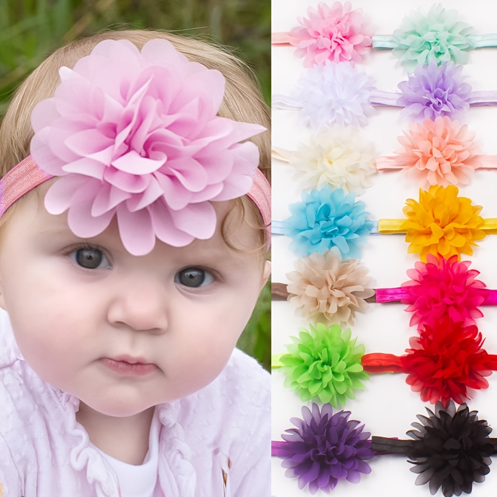 10pcs bande de cheveux de bébé bowknot simple élastique bandeau infantile  bandeau enfant en bas âge Hairwrap pour bébé fille 