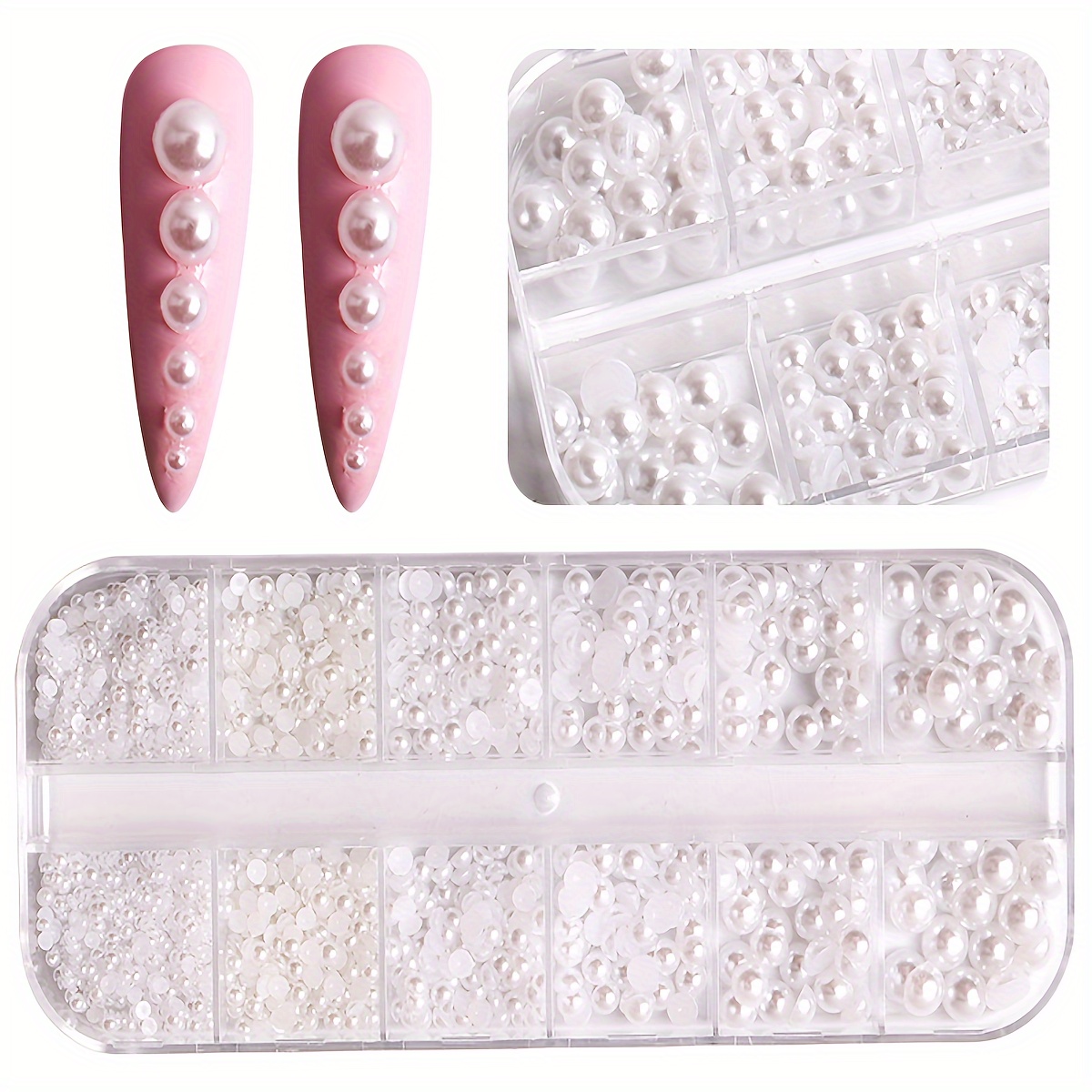 White/beige Flatback Nail Pearls For Nail Art Decoration - Temu Germany