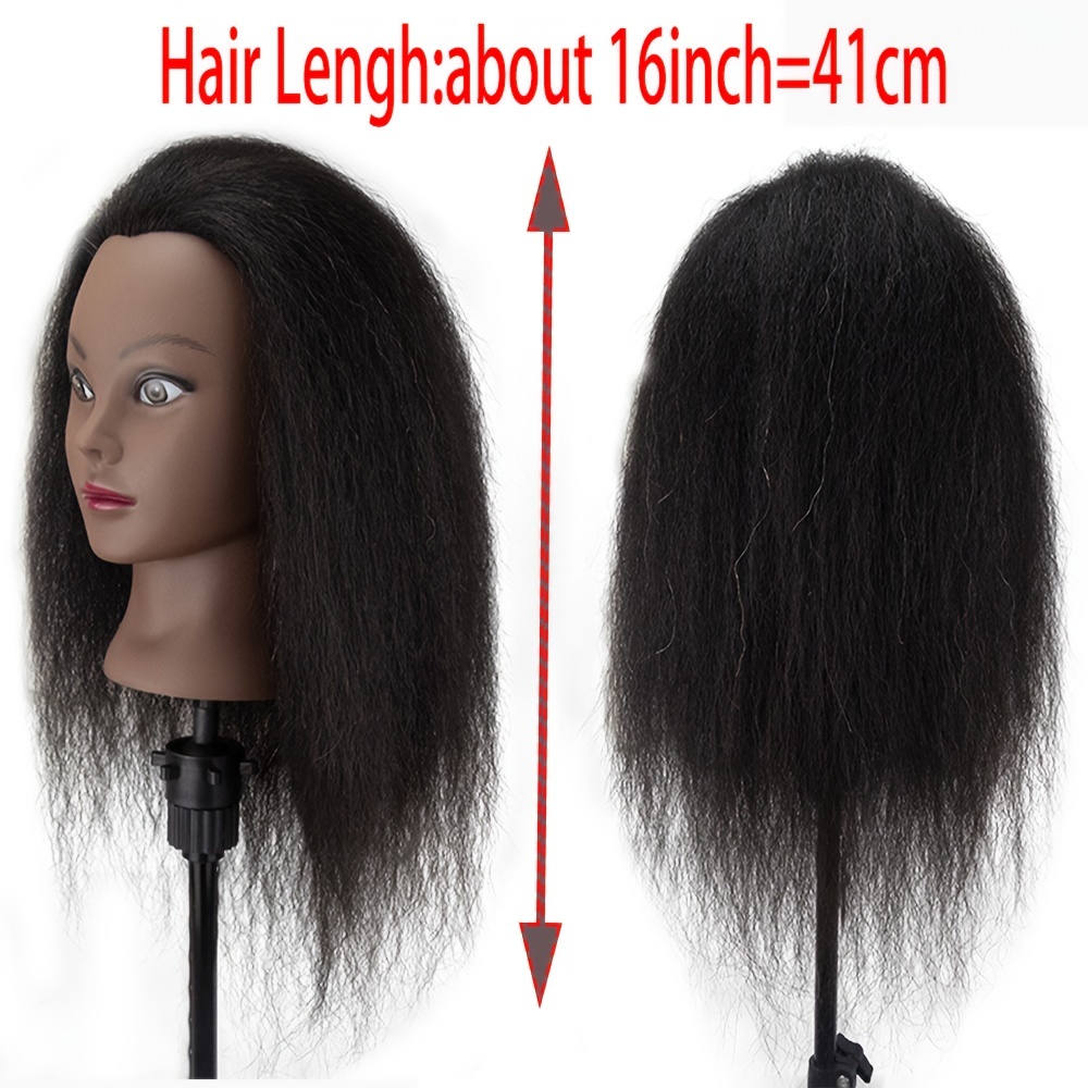 African Mannequin Head With Real Hair Afro Heads Professional Styling  Braiding Training Hairart Barber Hairdressing Professional hair clips and  desktop stands