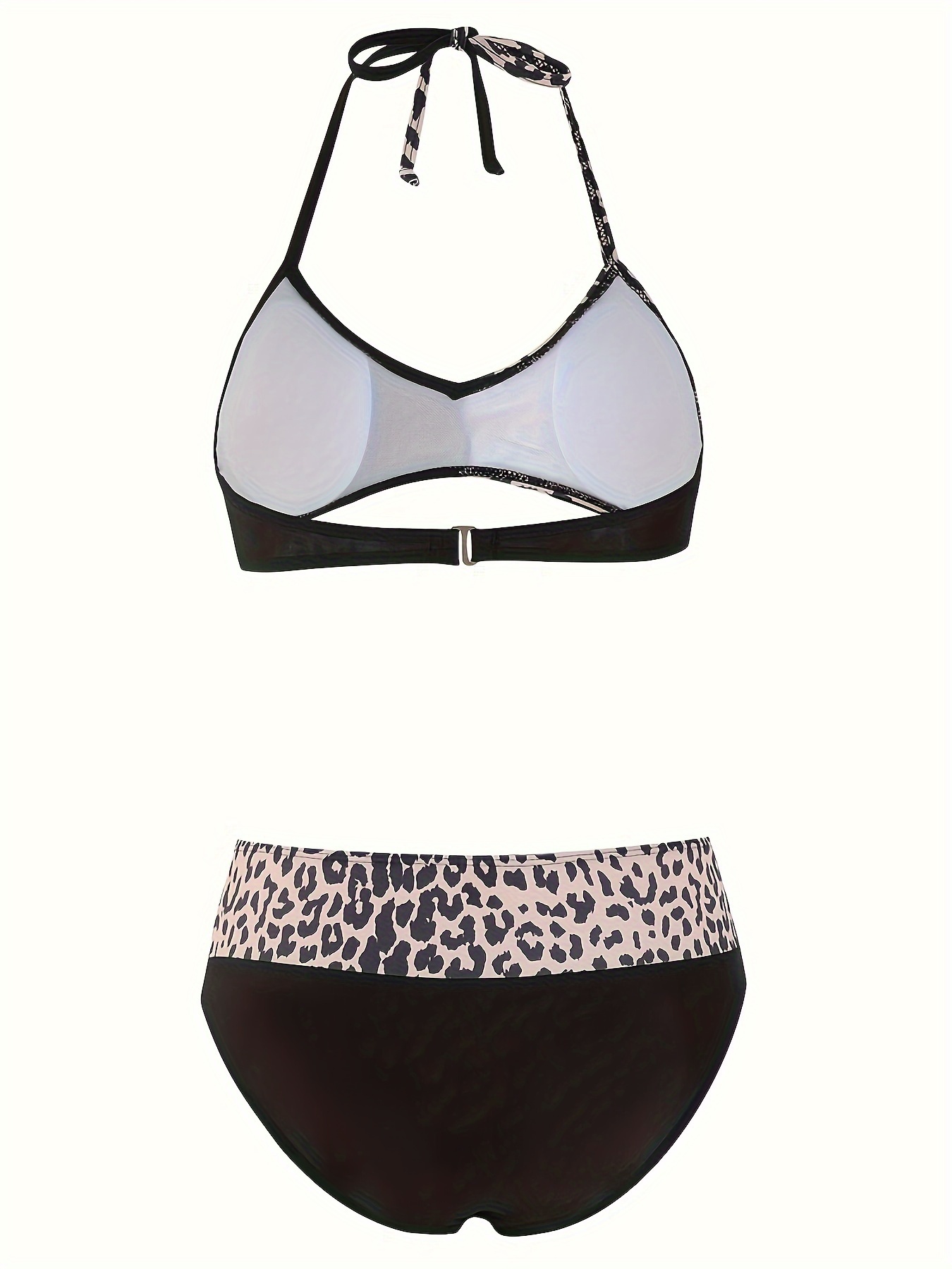Women′ S Big Size Black/Leopard Brazilian Bandage Swimwear Cross