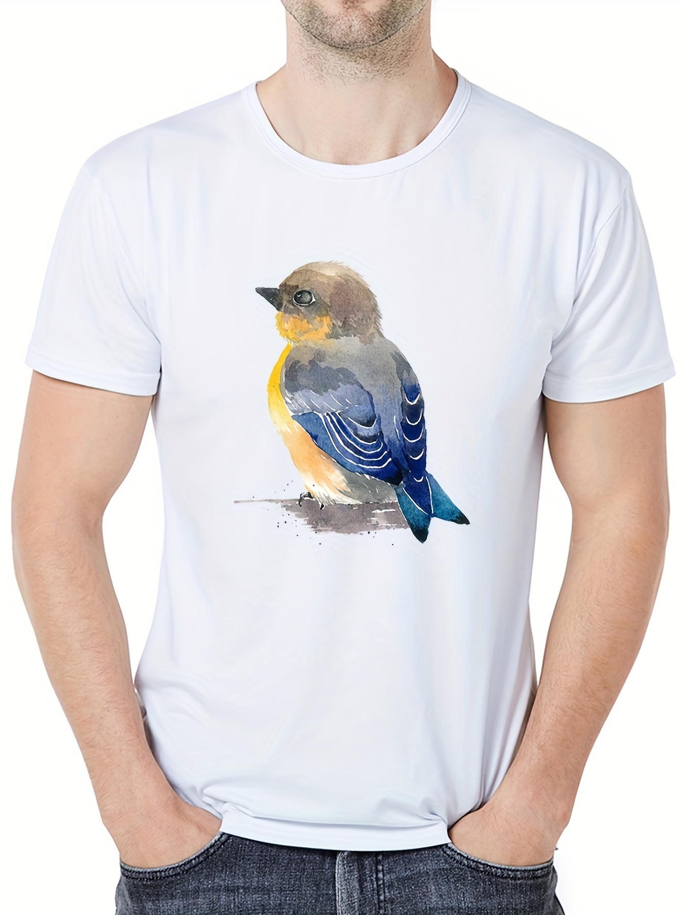 Bird Round Neck Graphic T shirts Causal Tees Short Sleeves - Temu