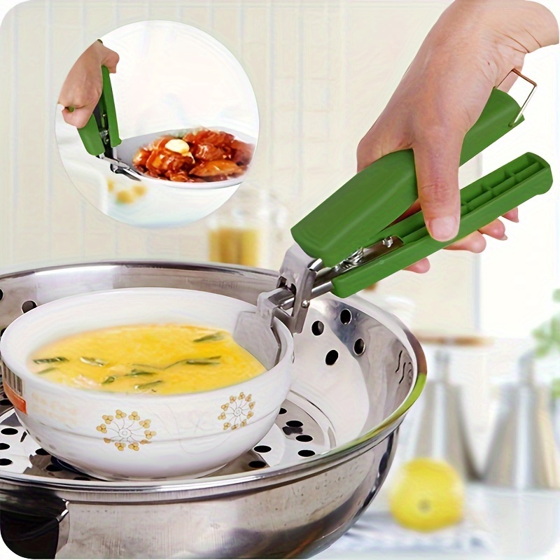 

1pc Stainless Steel Tongs, Hot Dish Plate Bowl Clip, Stainless Steel Universal Handheld Plate Holder Tong, Anti-hot Clamp Gripper, Kitchen Tool