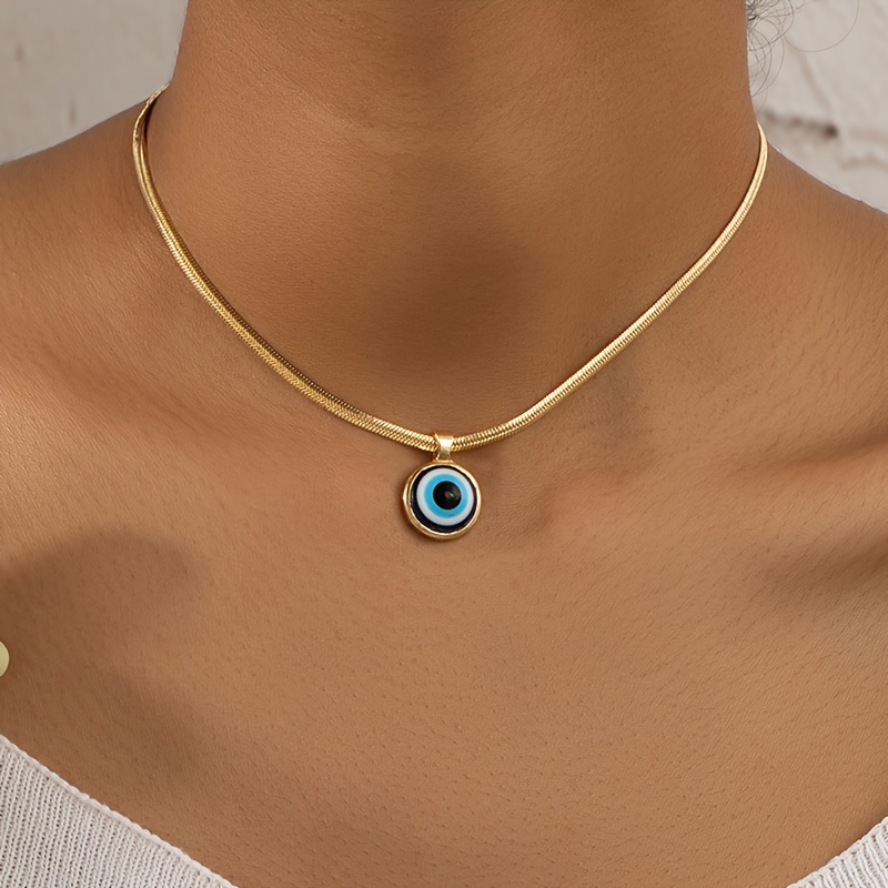 Image of A Evil Eye Pendant, A Fashionable Colorful Eye Women's Necklace, A Collarbone Chain