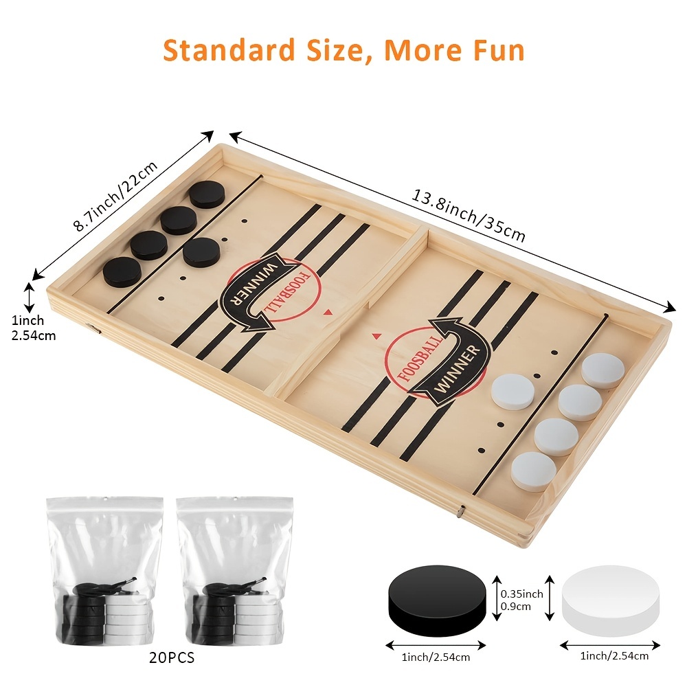Sling Puck Game and Chess Game,Fast Sling Puck Game,Wooden Board Game for  Kids and Family,Sling Puck Winner Board Games for Family, Birthday Gift 