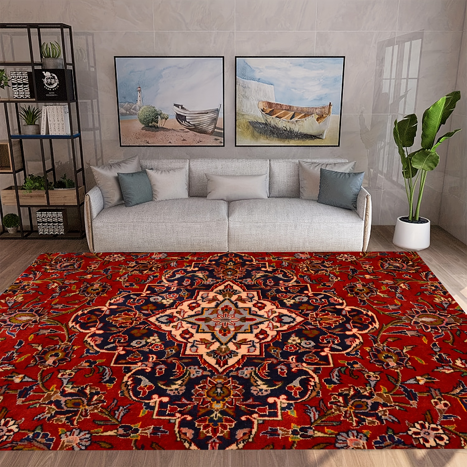 Persian Medallion Area Rugs, Non-slip Distressed Boho Carpet For Living  Room Dining Room Bedroom Bedside, Entrance Doormat, Suitable For High  Traffic Area, Washable Floor Mat For Home Office, Easy To Maintenance Room