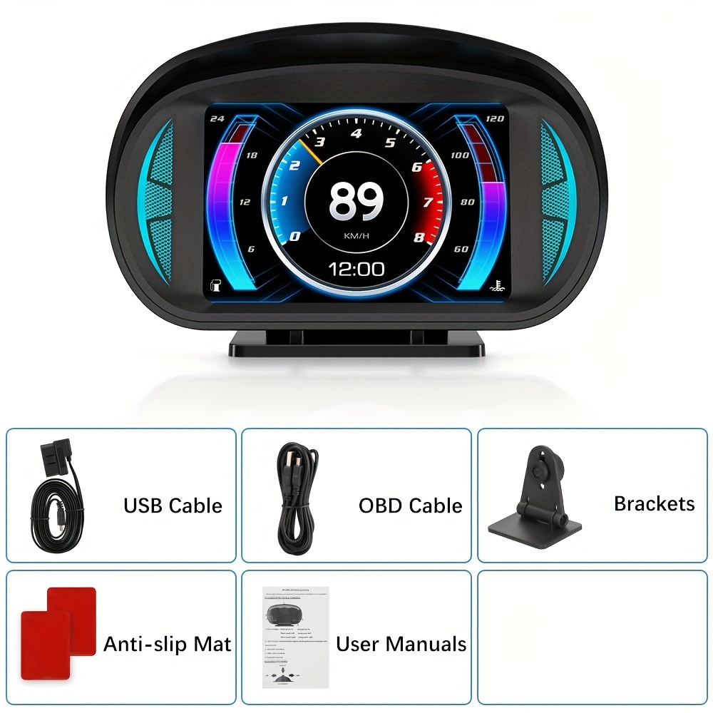 Affichage tête haute Obd2 + gps Smart Gauge Car Hud Speedometer