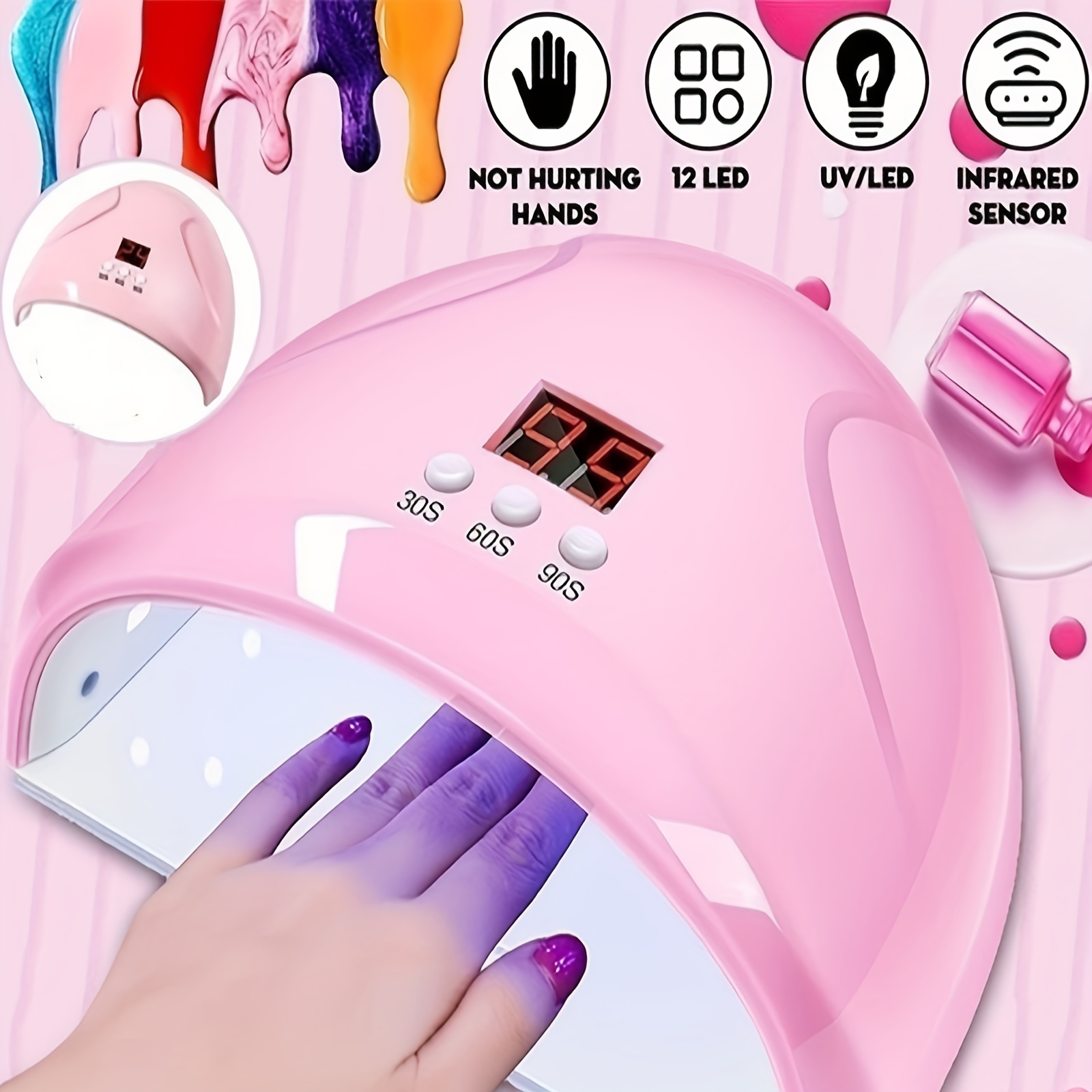 LKE UV Nail Lamp, Nail Dryer 220W UV Light for Nails with 4 Timers