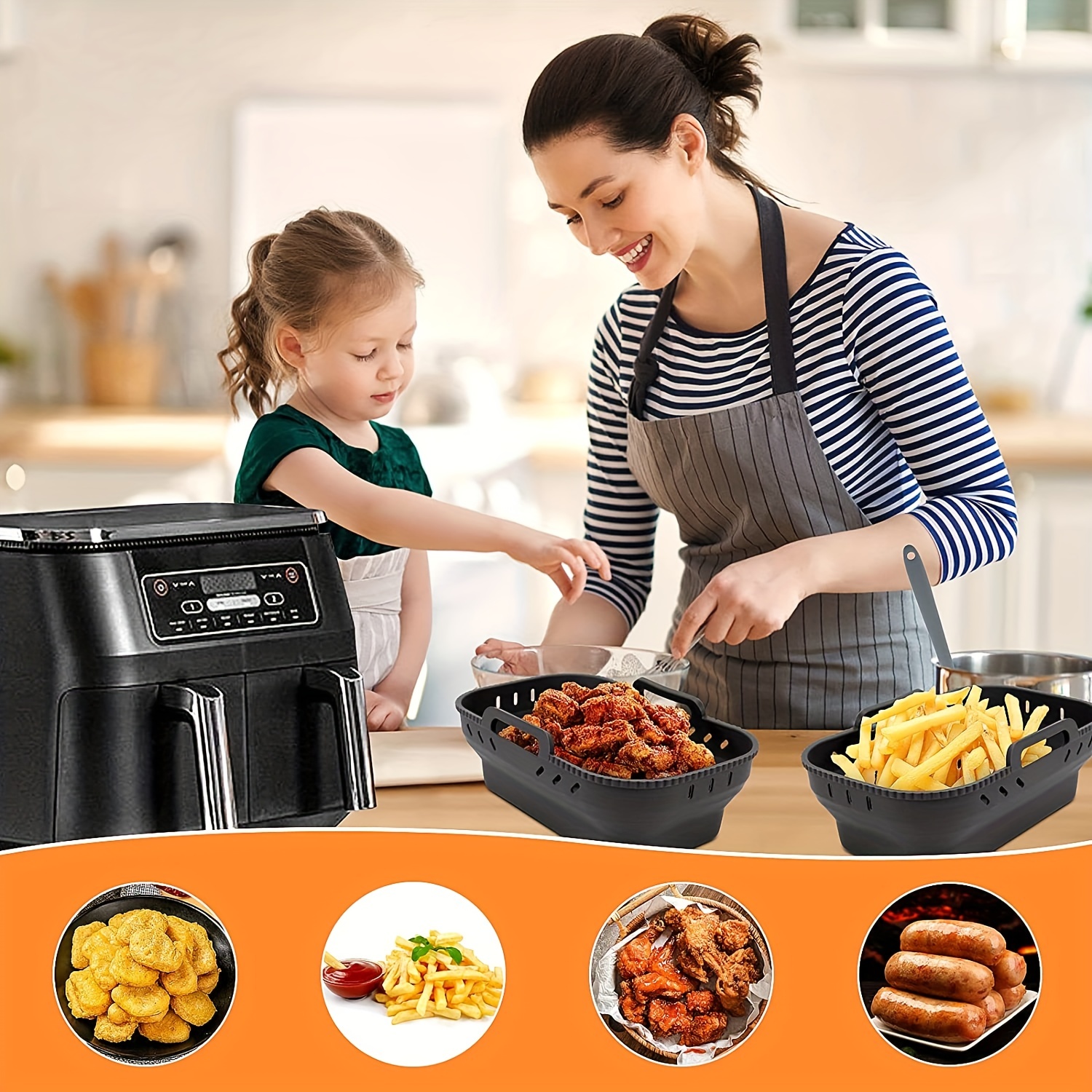 Nonstick Silicone Air Fryer Liner Multifunctional Square Pad - Temu
