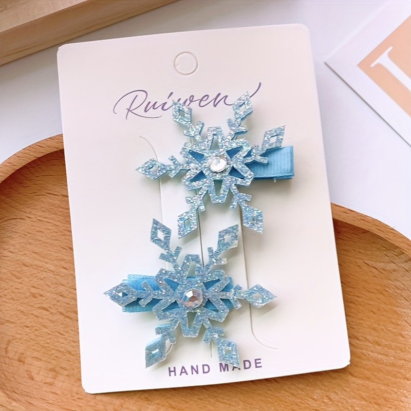 Baby Barrette Blue Glitter Snowflakes