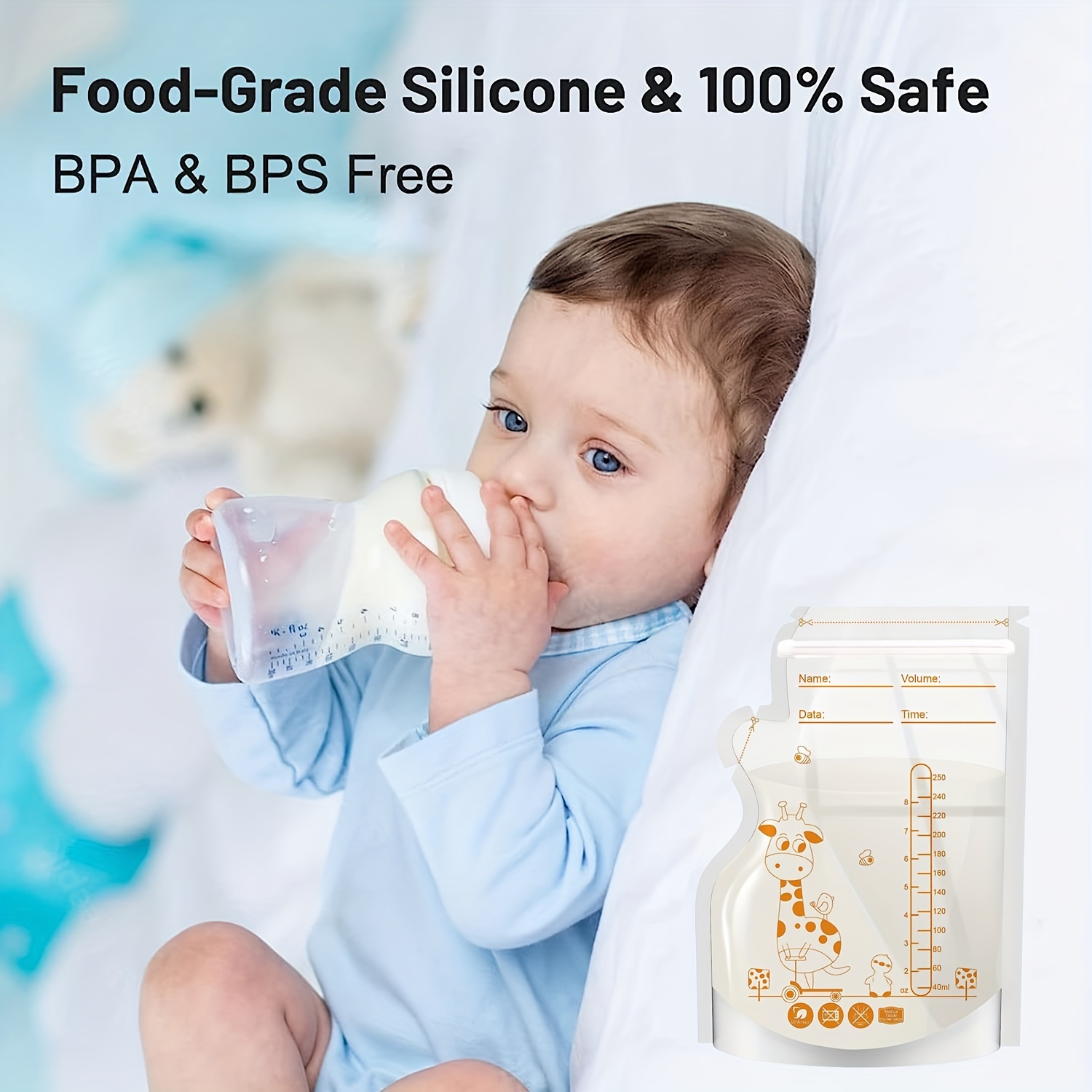 60pcs Breastmilk Storage Bags, 8.5oz Breast Milk Storing Bags, BPA Free,  Milk Storage Bags With Pour Spout For Breastfeeding, Ready To Use Breastmilk