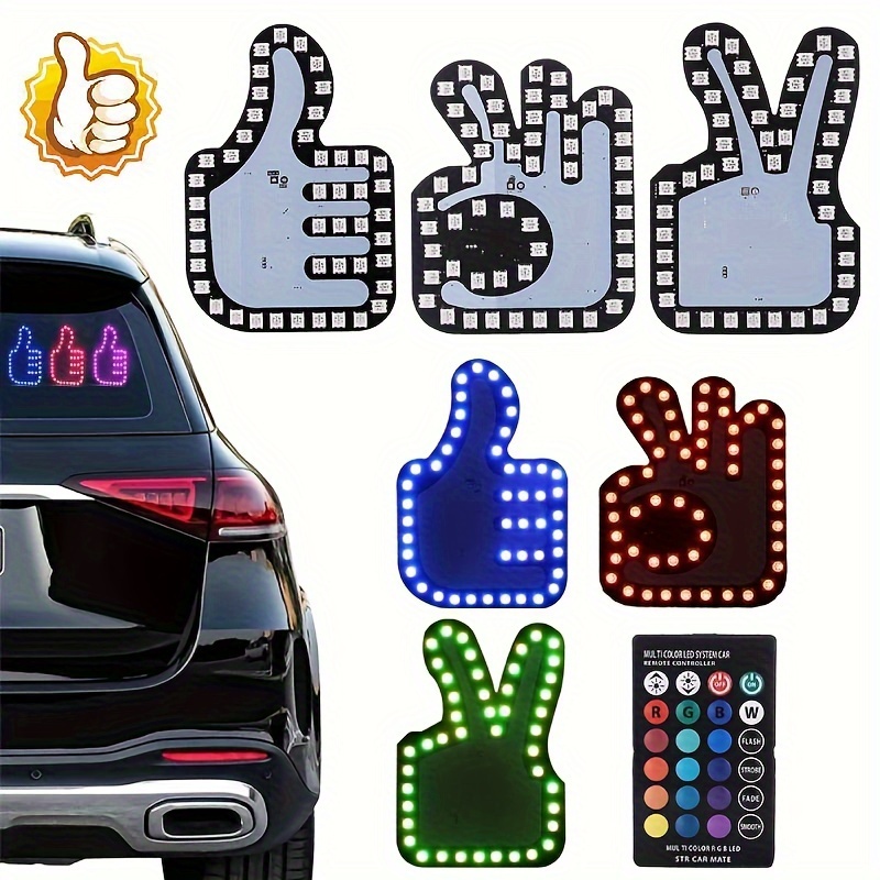 Car Accessories, Finger Gesture Light with Remote, Finger Light LED Car Back Window Sign Hand Funny Truck Accessories, Car Road Rage Signs Gifts for