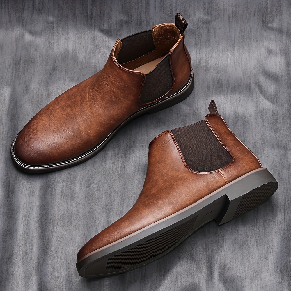 Botas para hombre con cordones de cremallera clásica de cuero Oxford ala  punta de tobillo botas de vestir negro marrón
