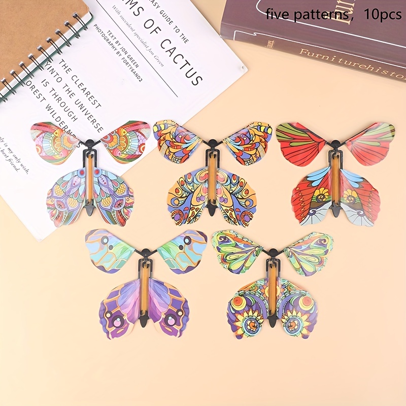 Juego de 10 tarjetas mágicas de mariposa voladora de hada voladora, banda  de goma de mariposa, mariposa voladora, sorpresa, juego de mariposas