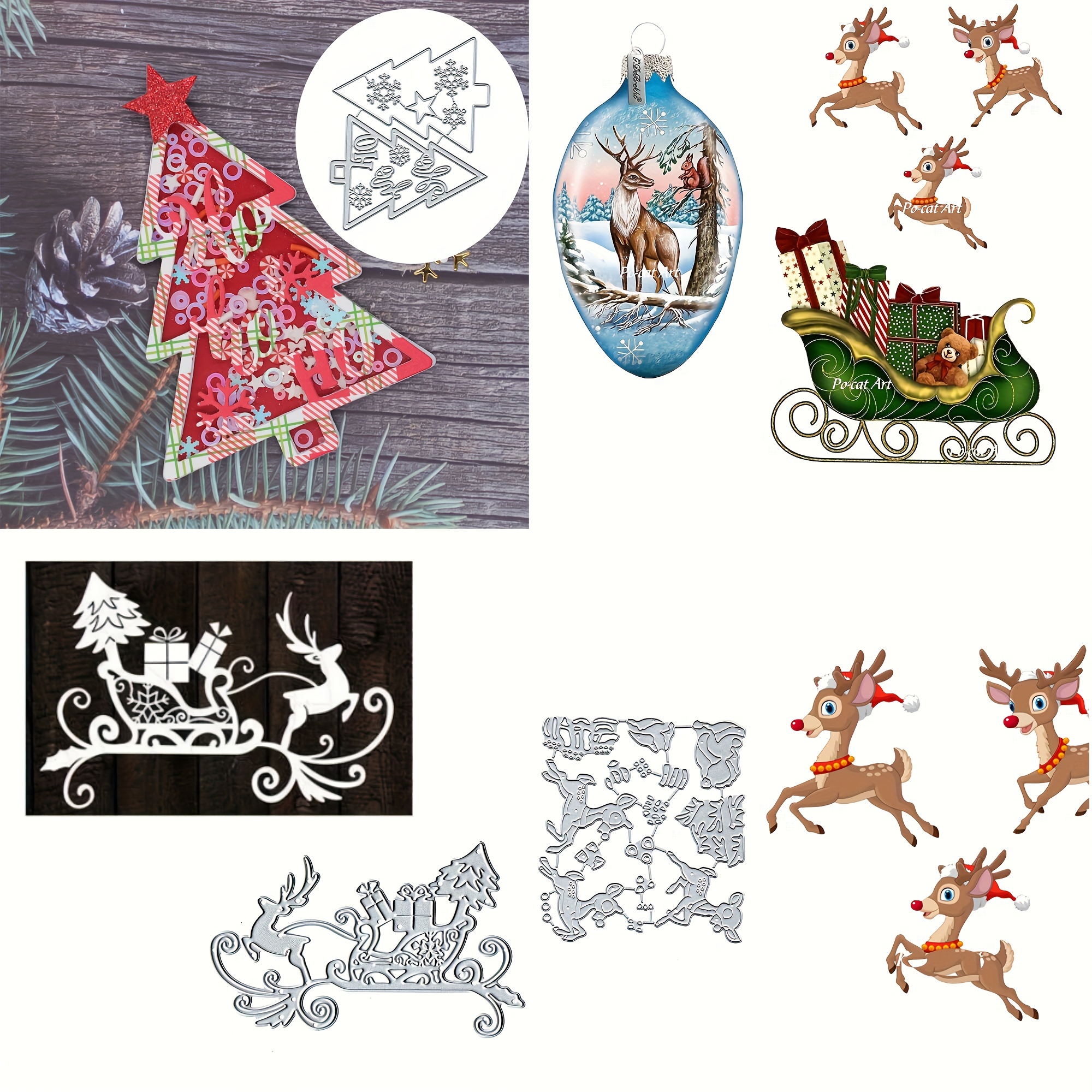 Christmas Star Tree Die Cuts For Card Making Happy New Year - Temu