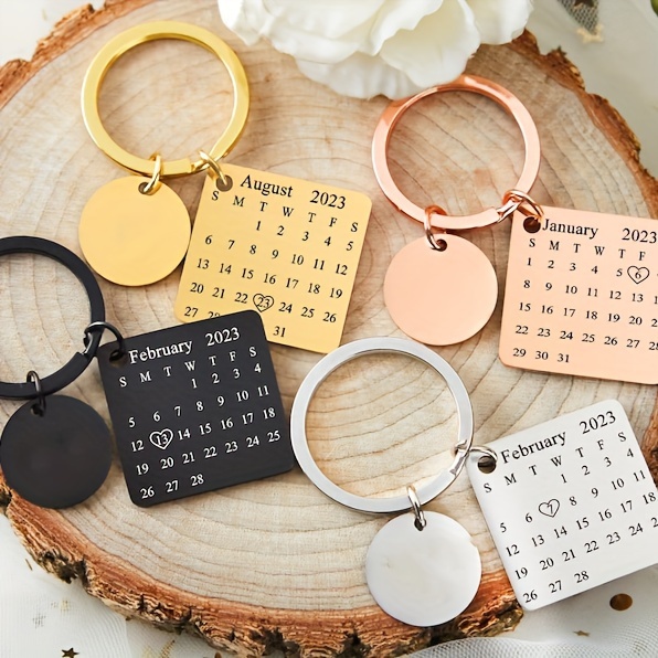 Customized Calendar Keychain, Engraved Calendar Keychain, Special Date Calendar Keychain, Personalized Couple Keychain, Anniversary Gift For Husband details 2