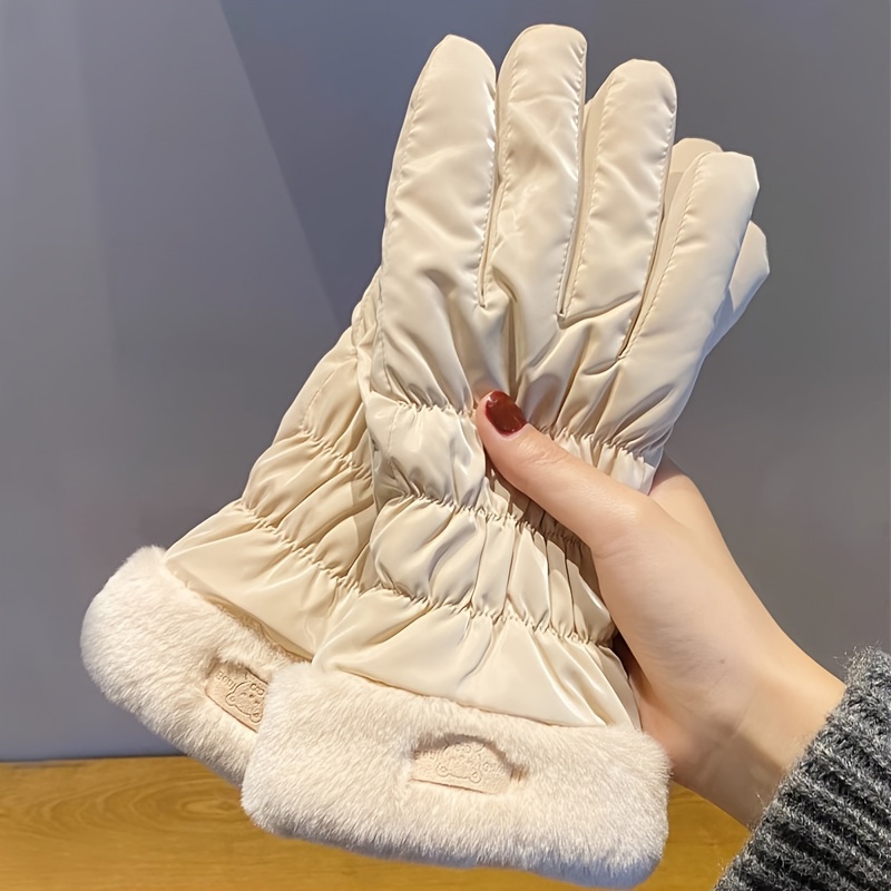 1 Par Guantes Prueba Frío Felpa Otoño Invierno Mujer Guantes - Temu