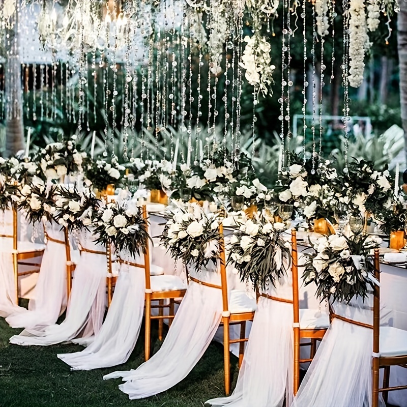 Bocguy Tenda per matrimonio, arco nuziale, decorazione per matrimonio, in  chiffon, colore bianco, per cerimonia, ricevimento palcoscenico