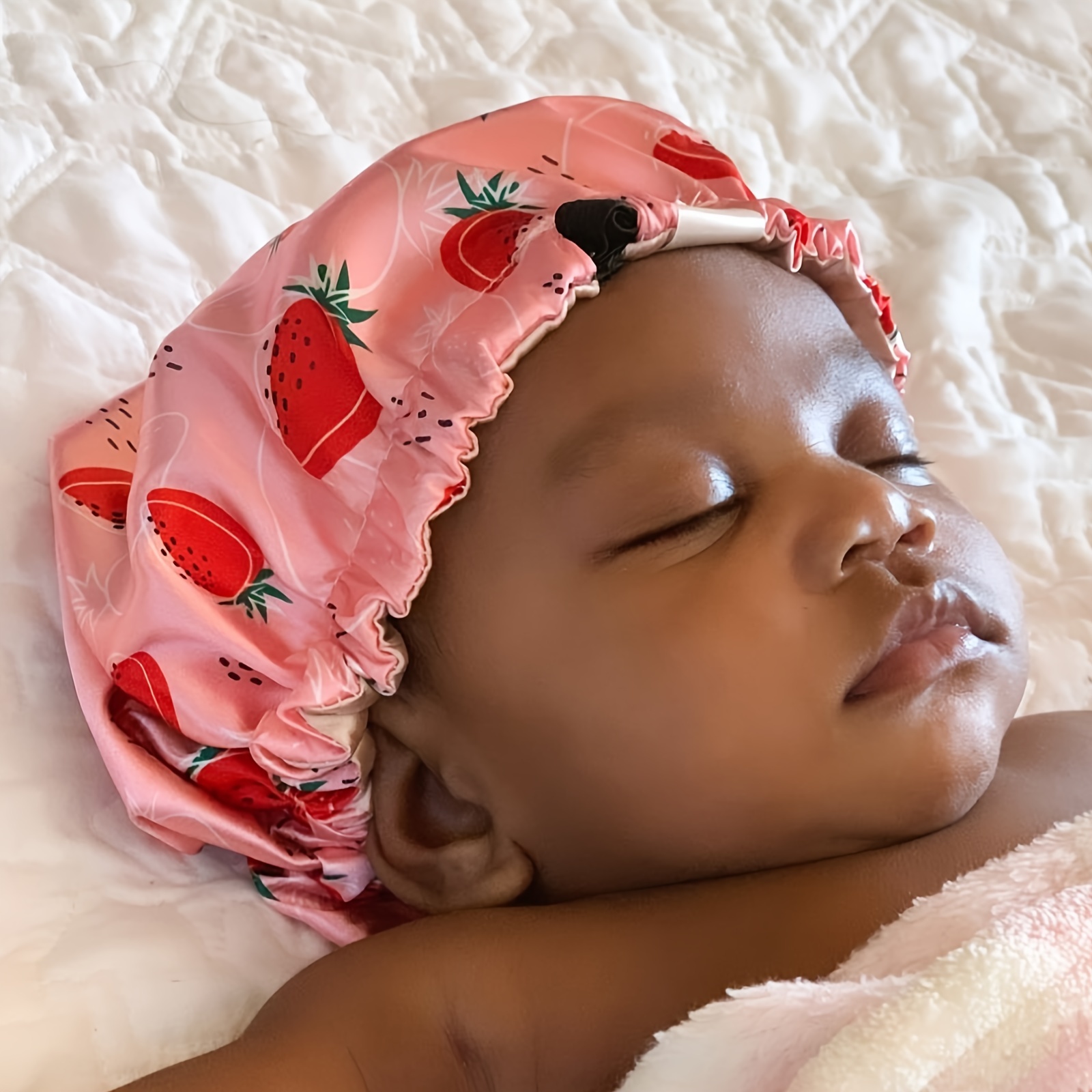 Bonnet de sommeil en satin soyeux pour bébé enfants fruits points turban  nuit co