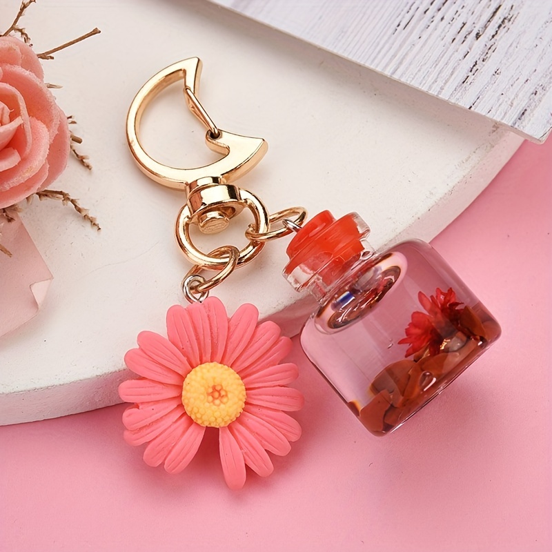 Cute Perfume Bottle Keychain Golden Alloy Key Chain Ring Purse Bag