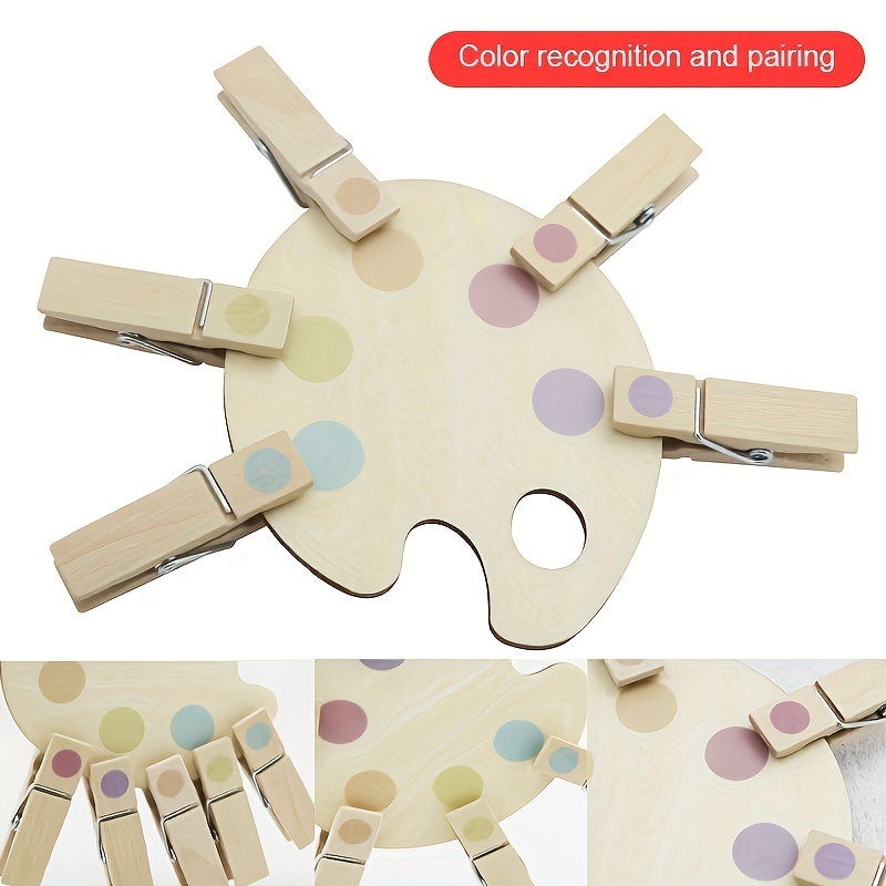 Wooden Clips Pairing The Colors And Shapes Montessori Puzzle - Temu