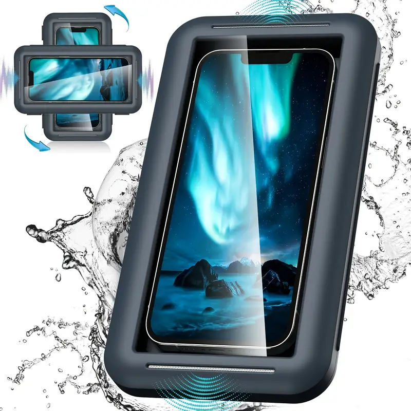 shower phone holder waterproof 480 degree rotation touchscreen shower phone stand bathroom wall kitchen mount case up to 7 3 cell phone 0