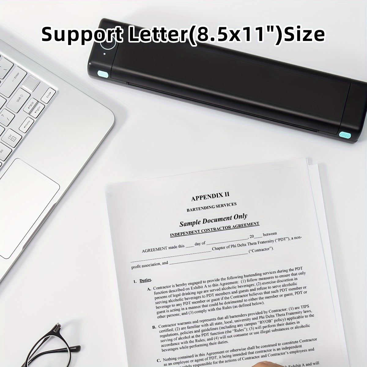 Stampante Portatile Itari M08F, Stampante Compatta Mobile US Letter Da 8,5  X 11, Stampante Termica BT Compatibile Con Laptop Android E IOS, Stampanti  Portatili Wireless Da 68,61 €