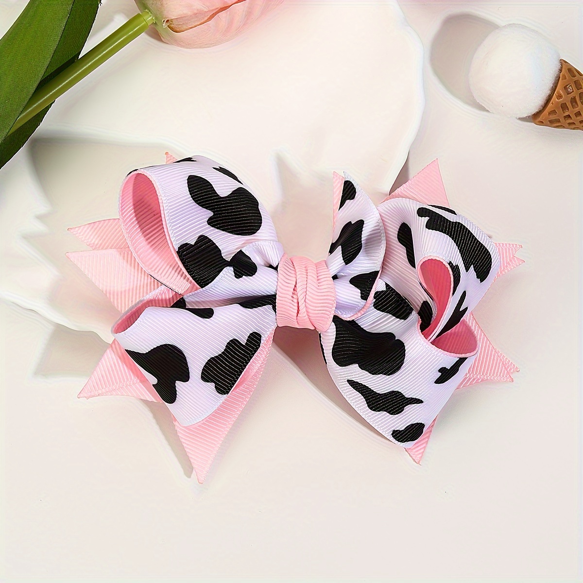 3 PCS Black, White, Pink Bow Hair Clips - Barrettes and Ribbons for Cute  Accessories