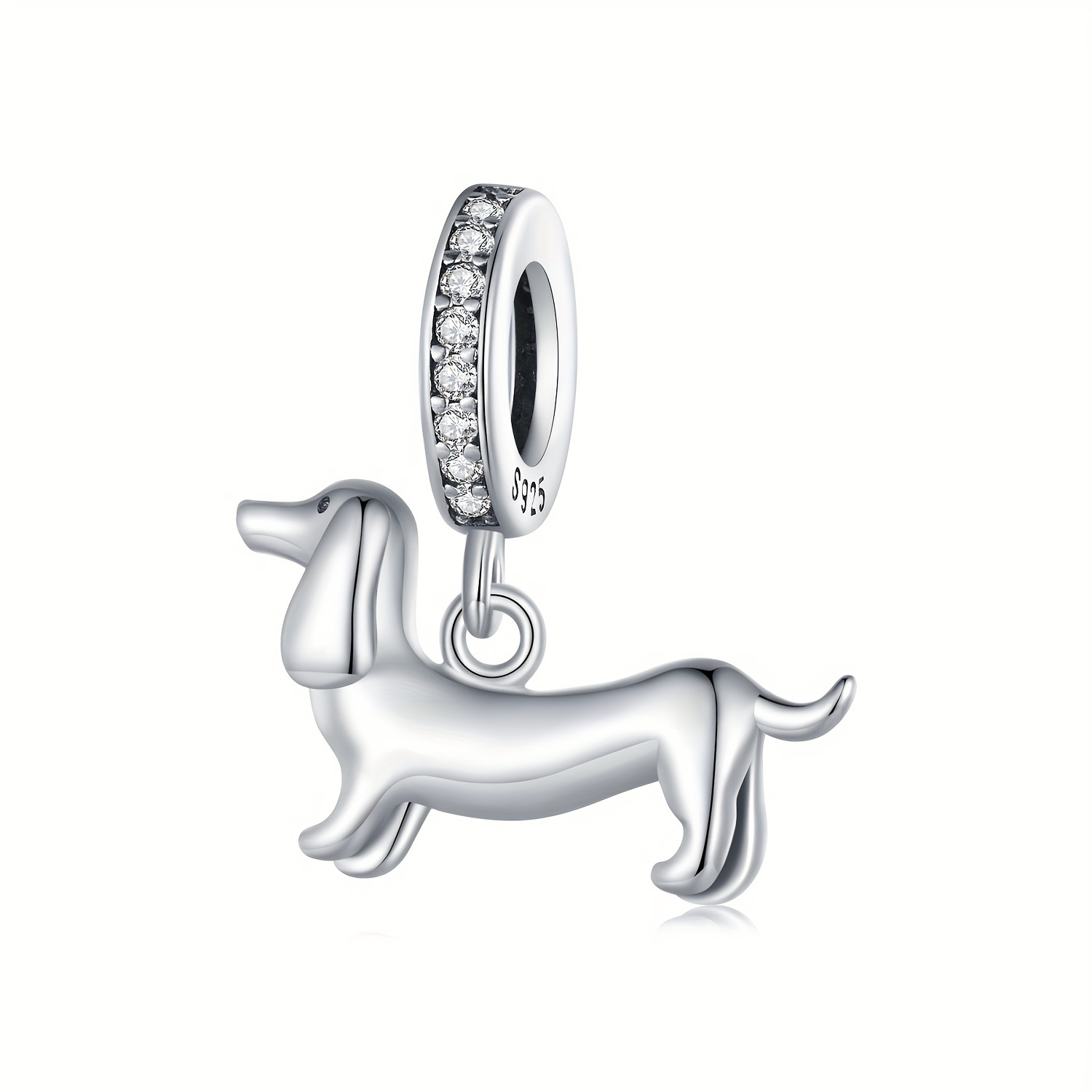 1pc Dachshunds 925 Silver Pendant Accessories, Cute Dog Animal Handmade DIY Bracelet Accessories