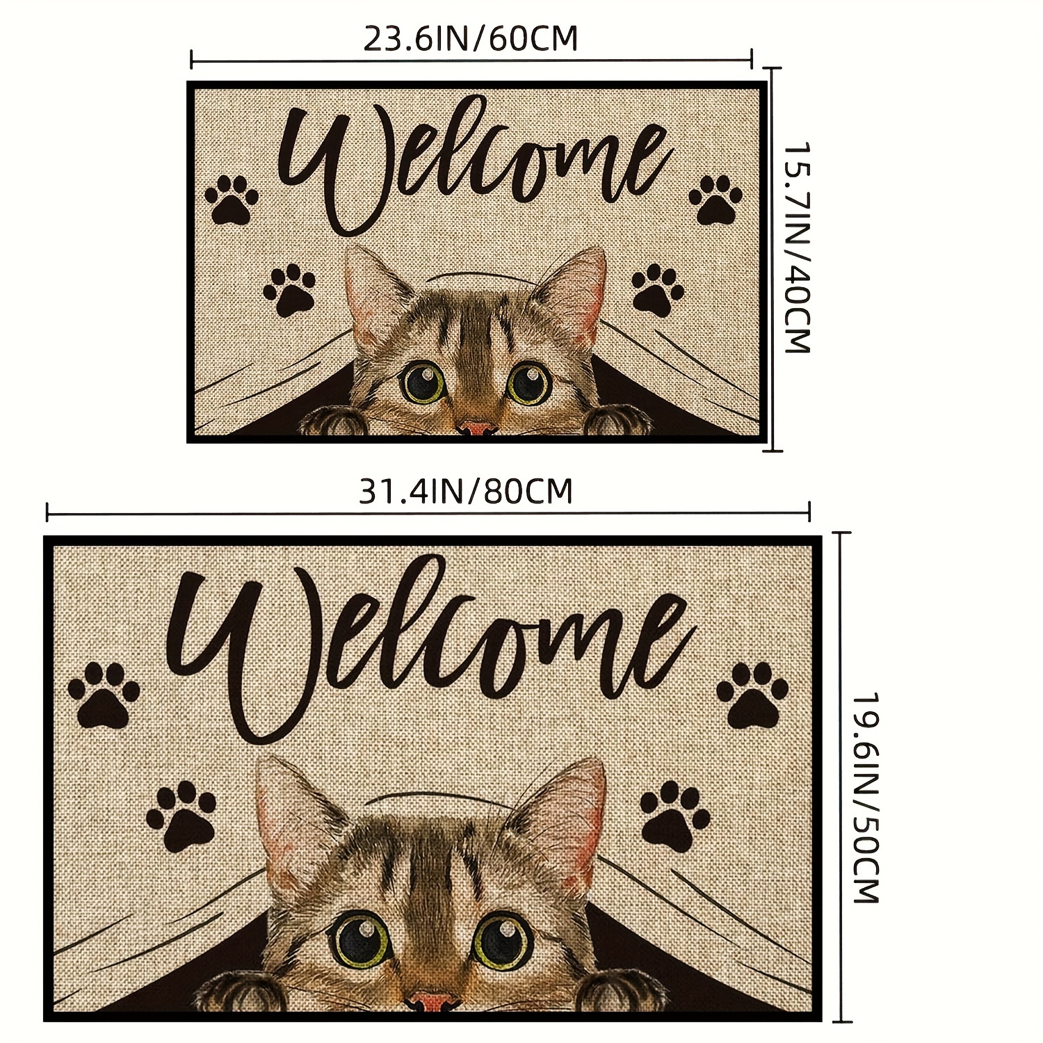 1pc Cute Cat Print Welcome Doormat, Dirt Resistant Anti-slip Floor Area  Rug, Machine Washable, Absorbent Bath Mat, Suitable For Living Room Bedroom  Ba