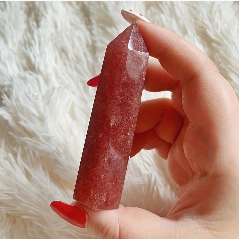 Strawberry Quartz Hexagonal Column Healing Crystal Wand